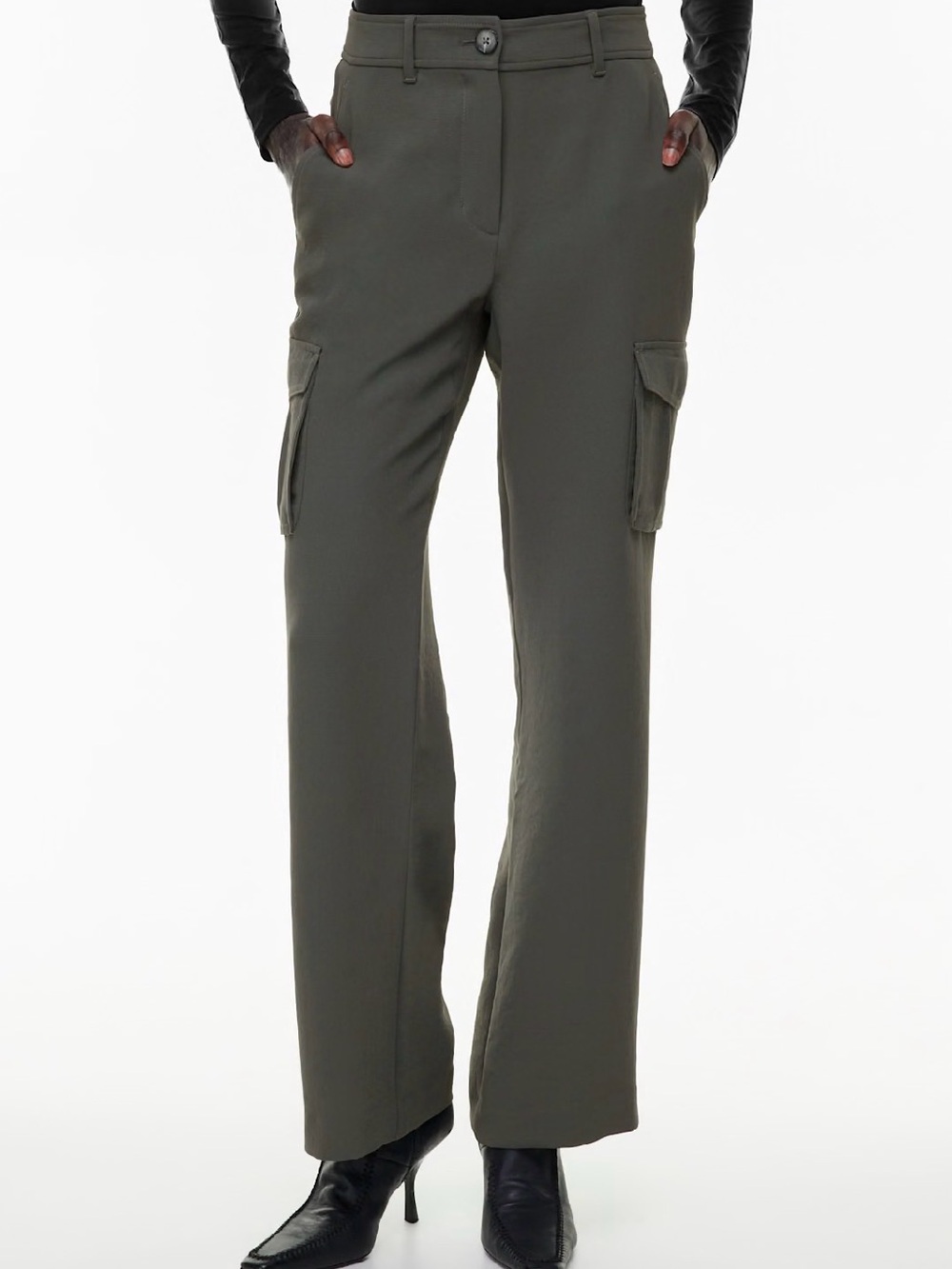 Wilfred Lully Gray Cargo Pants Tailored Utility Trouser bootcut crepe Size 4